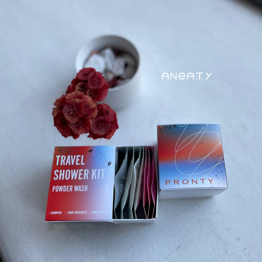 PRONTY   Travel Shower Kit Powder Type - 3-Piece Set